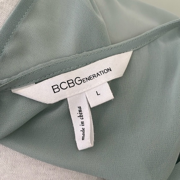 BCBG Generation Sleeveless Dusty Blue Chiffon Dress With Gem Beads, Size L - Picture 11 of 16